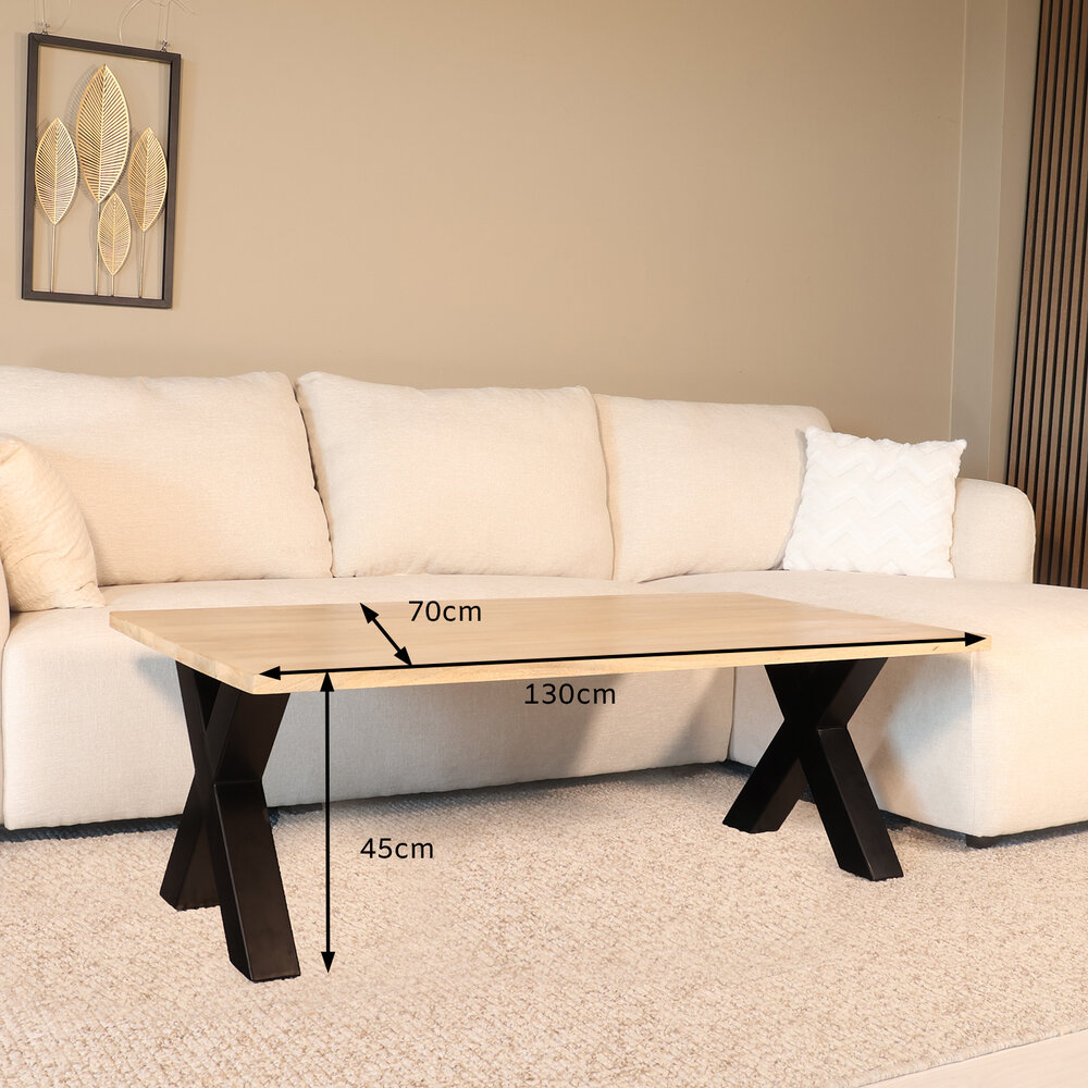 Salontafel x poot mangohout 130cm Pato lichtbruin Salontafel x poot mangohout 130cm Pato lichtbruin