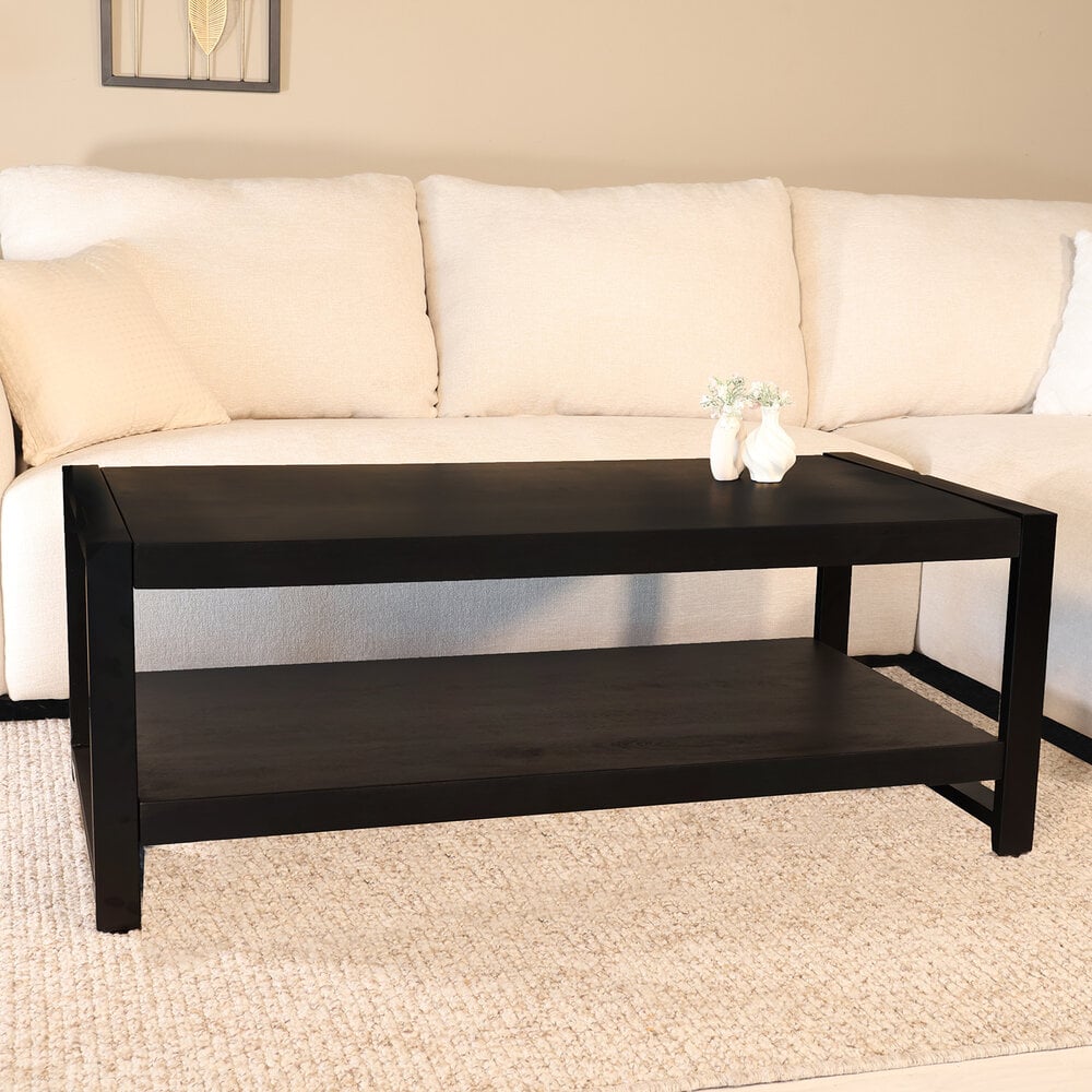 Salontafel 120cm Lotus mangohout zwart Salontafel 120cm Lotus mangohout zwart