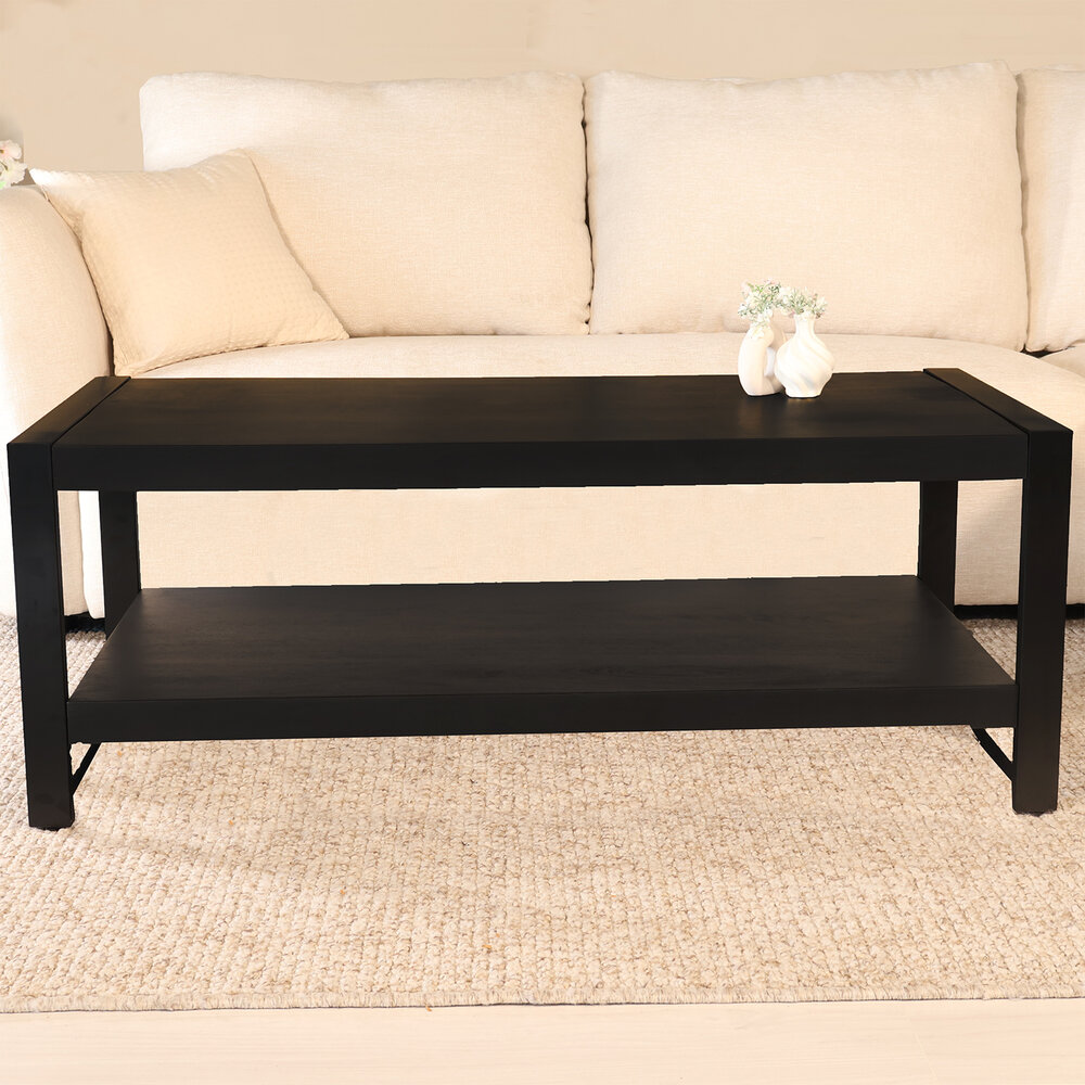 Salontafel 120cm Lotus mangohout zwart Salontafel 120cm Lotus mangohout zwart