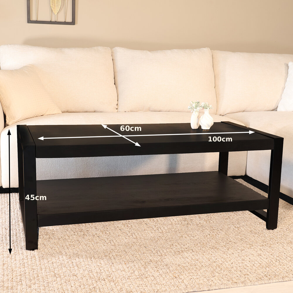 Salontafel 120cm Lotus mangohout zwart Salontafel 120cm Lotus mangohout zwart