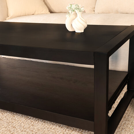 Lizzely Garden & Living Salontafel 120cm Lotus mangohout zwart Lizzely Garden & Living Salontafel 120cm Lotus mangohout zwart