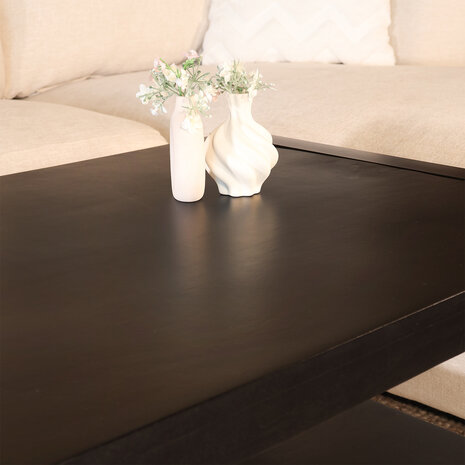 Lizzely Garden & Living Salontafel 120cm Lotus mangohout zwart Lizzely Garden & Living Salontafel 120cm Lotus mangohout zwart