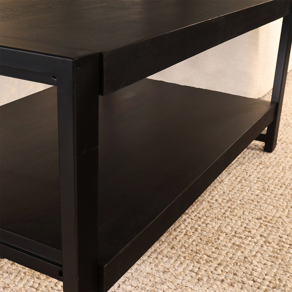 Salontafel 100cm Lotus mangohout zwart Salontafel 100cm Lotus mangohout zwart