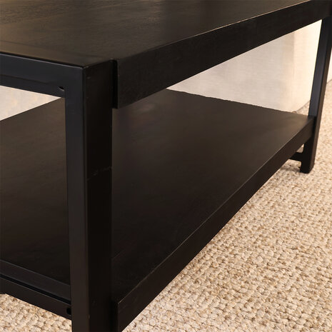 Lizzely Garden & Living Salontafel 100cm Lotus mangohout zwart Lizzely Garden & Living Salontafel 100cm Lotus mangohout zwart