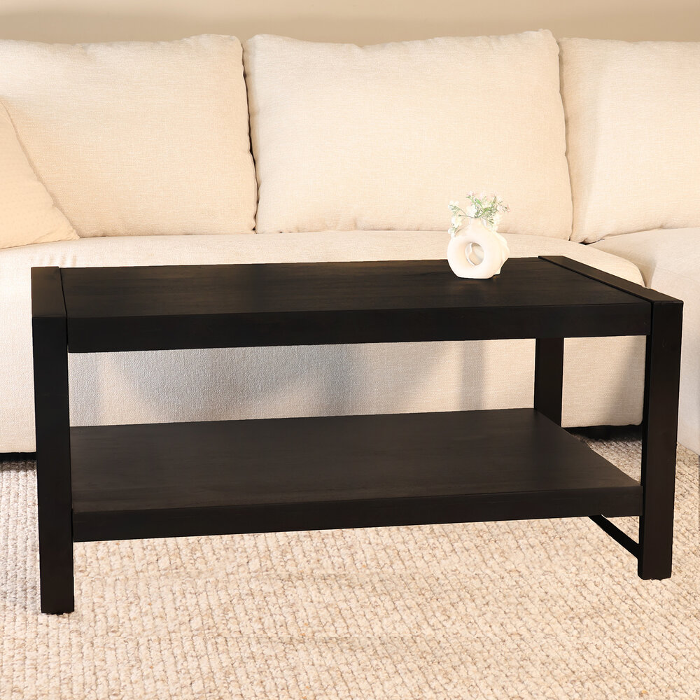 Salontafel 100cm Lotus mangohout zwart Salontafel 100cm Lotus mangohout zwart