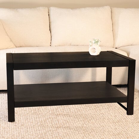 Lizzely Garden & Living Salontafel 100cm Lotus mangohout zwart Lizzely Garden & Living Salontafel 100cm Lotus mangohout zwart