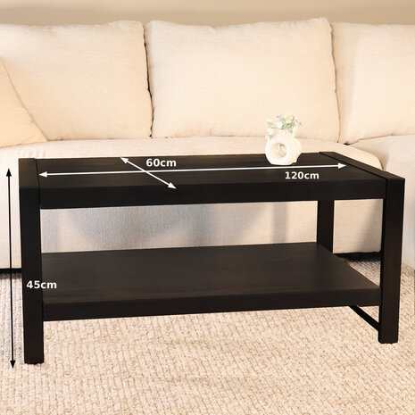 Lizzely Garden & Living Salontafel 100cm Lotus mangohout zwart Lizzely Garden & Living Salontafel 100cm Lotus mangohout zwart