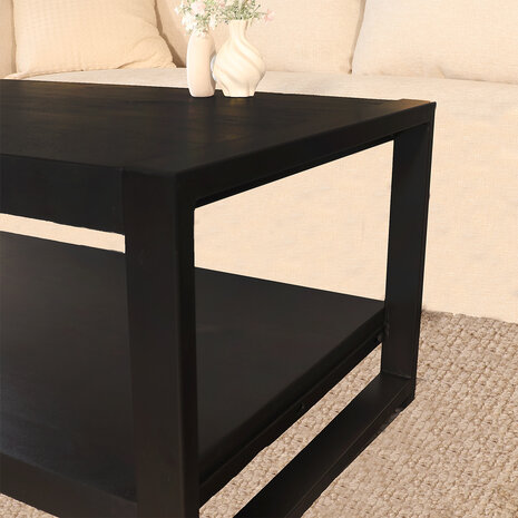 Lizzely Garden & Living Salontafel 100cm Lotus mangohout zwart Lizzely Garden & Living Salontafel 100cm Lotus mangohout zwart