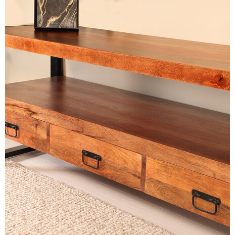 Lizzely Garden & Living Tv meubel 150cm Linde mangohout bruin Lizzely Garden & Living Tv meubel 150cm Linde mangohout bruin