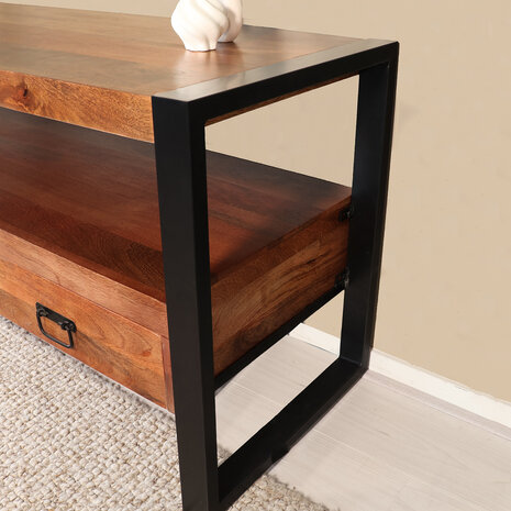 Lizzely Garden & Living Tv meubel 150cm Linde mangohout bruin Lizzely Garden & Living Tv meubel 150cm Linde mangohout bruin