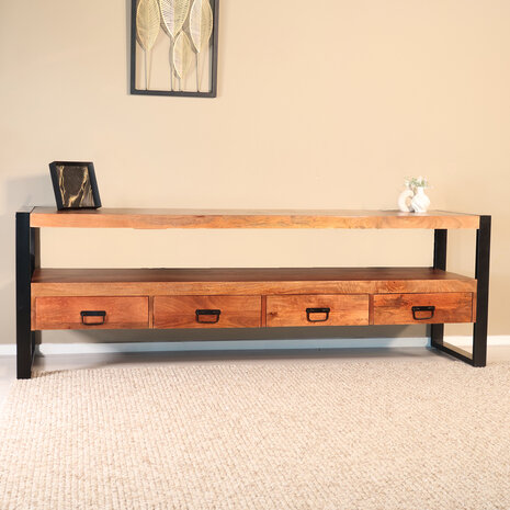 Lizzely Garden & Living Tv meubel 180cm Linde mangohout bruin Lizzely Garden & Living Tv meubel 180cm Linde mangohout bruin