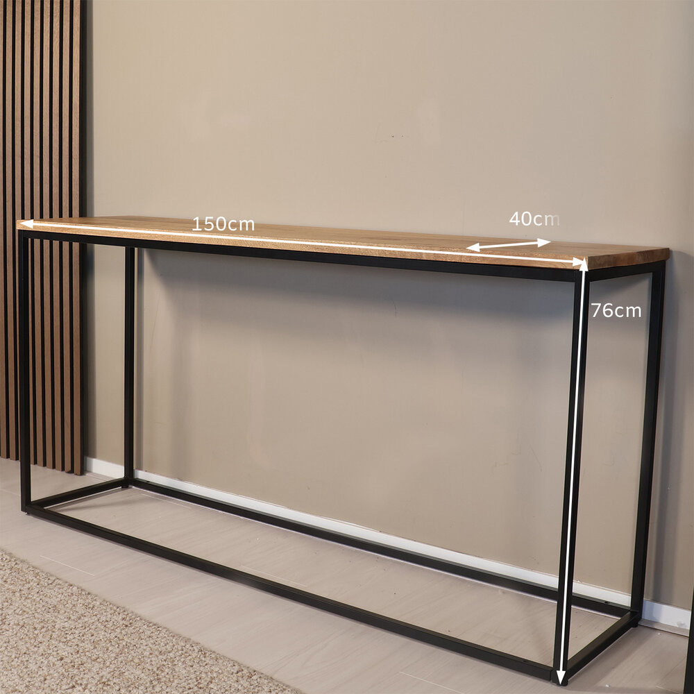 Bijzettafel mangohout Osso 150cm lichtbruin