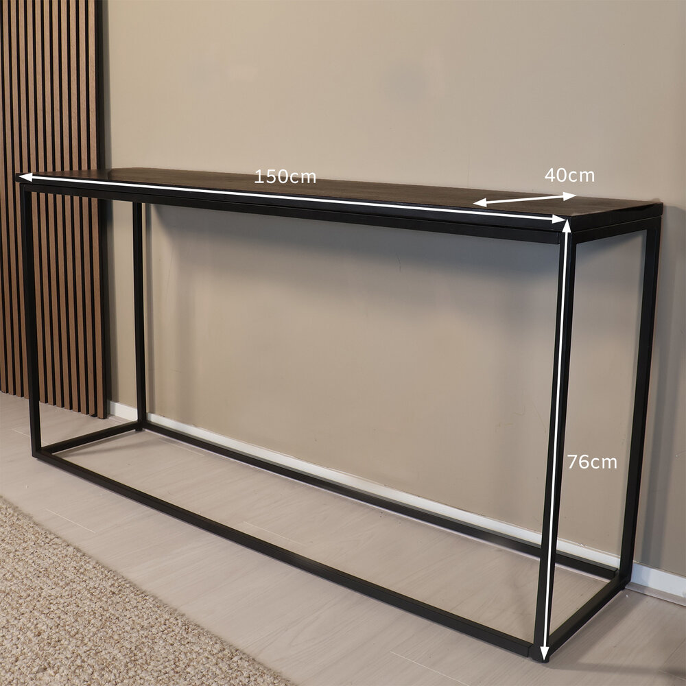 Bijzettafel mangohout Osso 150cm zwart