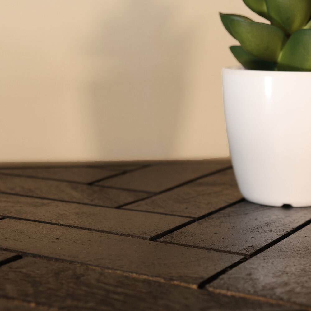 Bijzettafel mangohout visgraat Livia 120cm zwart