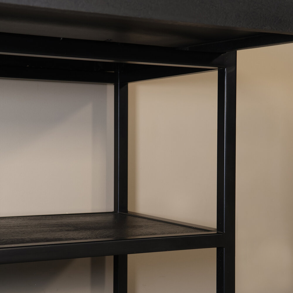 Bijzettafel mangohout visgraat Livia 120cm zwart