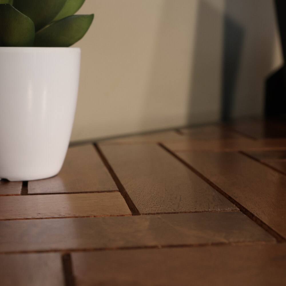 Bijzettafel visgraat 120cm mangohout bruin Livia