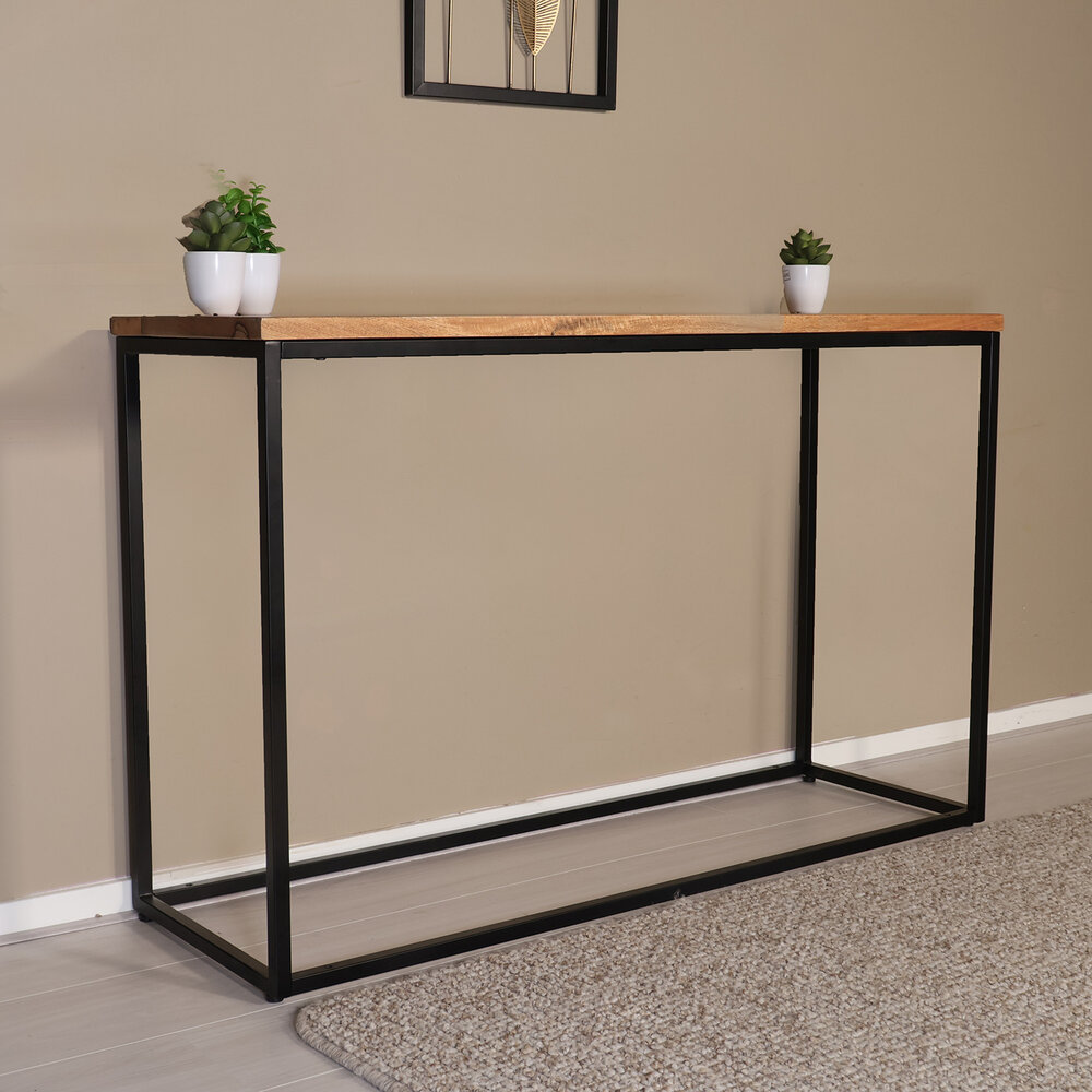 Bijzettafel mangohout Osso 120cm lichtbruin