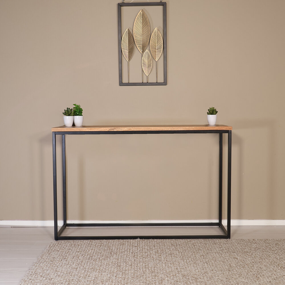 Bijzettafel mangohout Osso 120cm lichtbruin