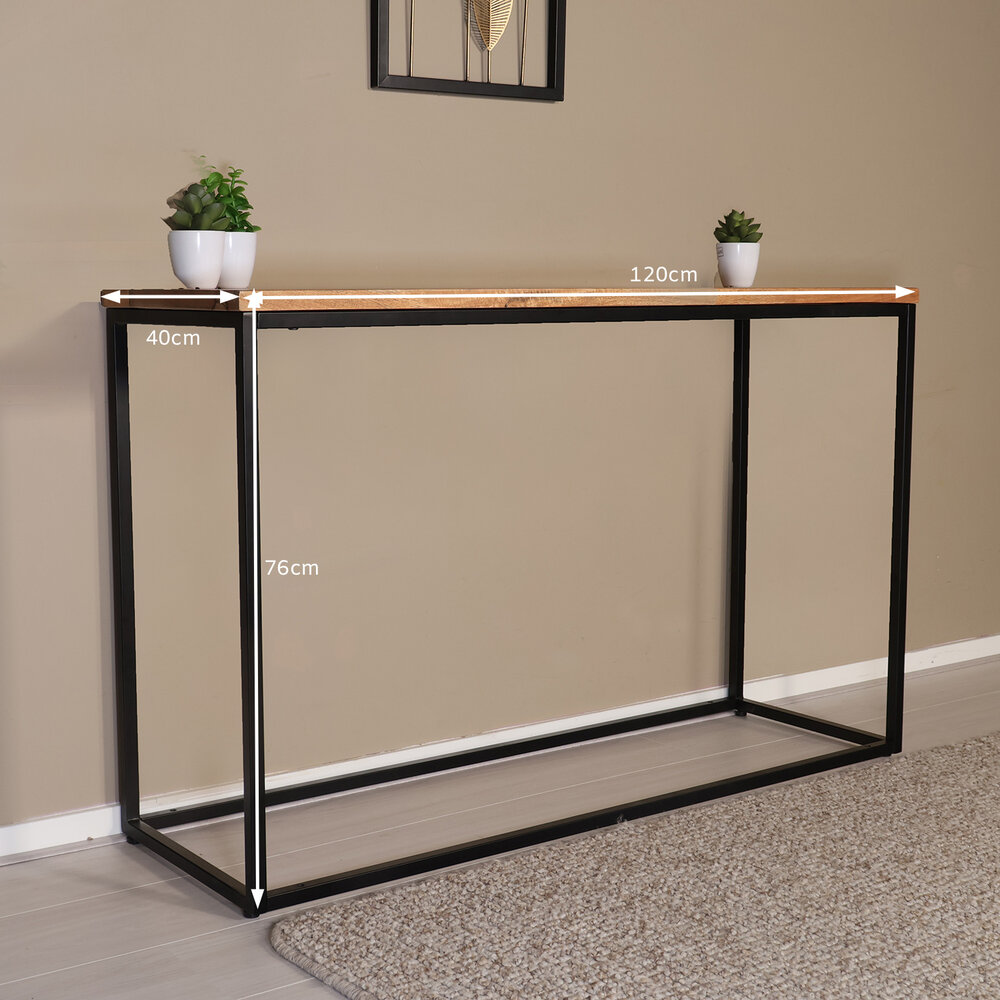 Bijzettafel mangohout Osso 120cm lichtbruin