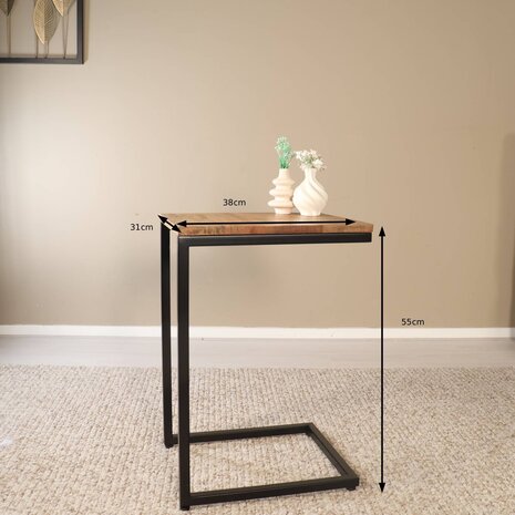 Lizzely Garden & Living Bijzettafel Industrieel Jerry 55cm mangohout bruin Lizzely Garden & Living Bijzettafel Industrieel Jerry 55cm mangohout bruin