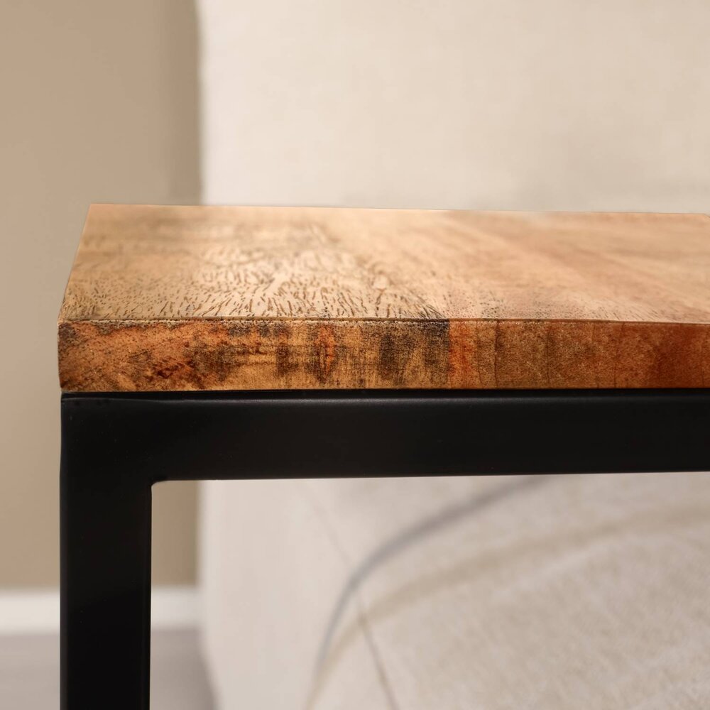 Bijzettafel Industrieel Jerry 55cm mangohout bruin Bijzettafel Industrieel Jerry 55cm mangohout bruin