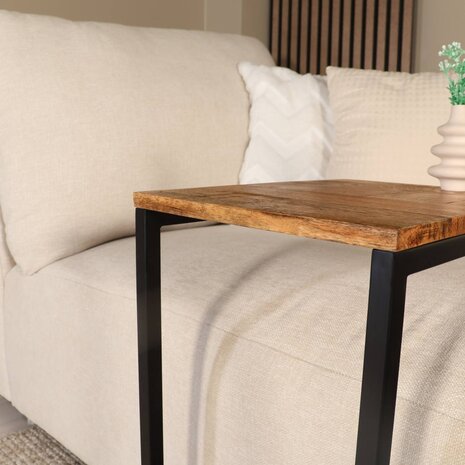 Lizzely Garden & Living Bijzettafel Industrieel Jerry 55cm mangohout bruin Lizzely Garden & Living Bijzettafel Industrieel Jerry 55cm mangohout bruin