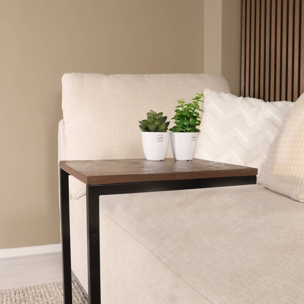 Bijzettafel Industrieel Jerry 55cm mangohout walnoot Bijzettafel Industrieel Jerry 55cm mangohout walnoot