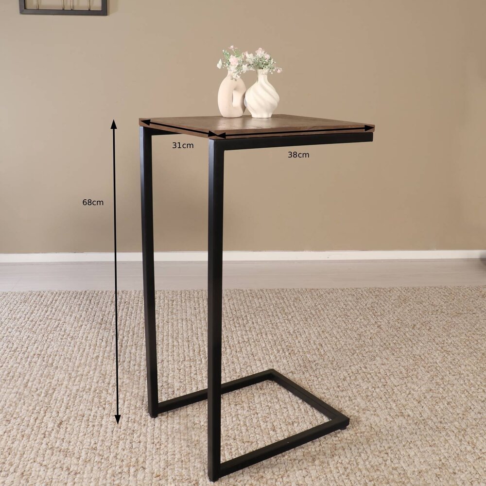 Bijzettafel industrieel Jerry 69cm walnoot mangohout Bijzettafel industrieel Jerry 69cm walnoot mangohout