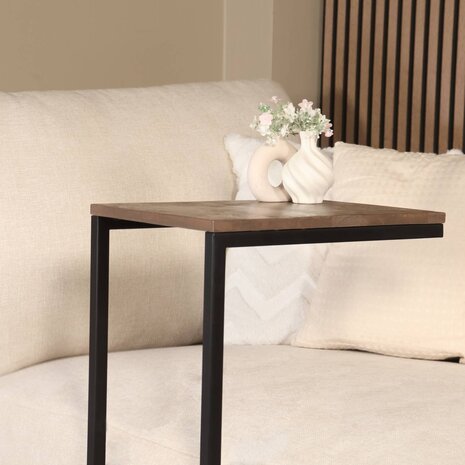 Lizzely Garden & Living Bijzettafel industrieel Jerry 69cm walnoot mangohout Lizzely Garden & Living Bijzettafel industrieel Jerry 69cm walnoot mangohout