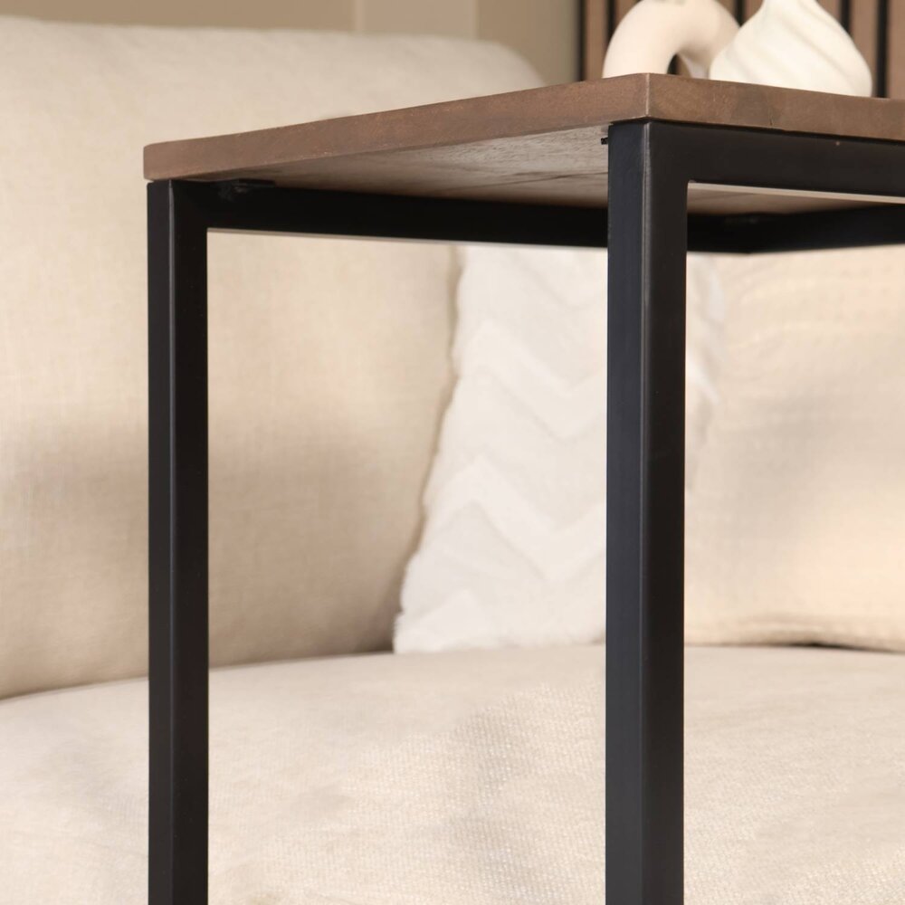 Bijzettafel industrieel Jerry 69cm walnoot mangohout Bijzettafel industrieel Jerry 69cm walnoot mangohout