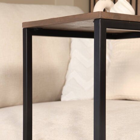 Lizzely Garden & Living Bijzettafel industrieel Jerry 69cm walnoot mangohout Lizzely Garden & Living Bijzettafel industrieel Jerry 69cm walnoot mangohout
