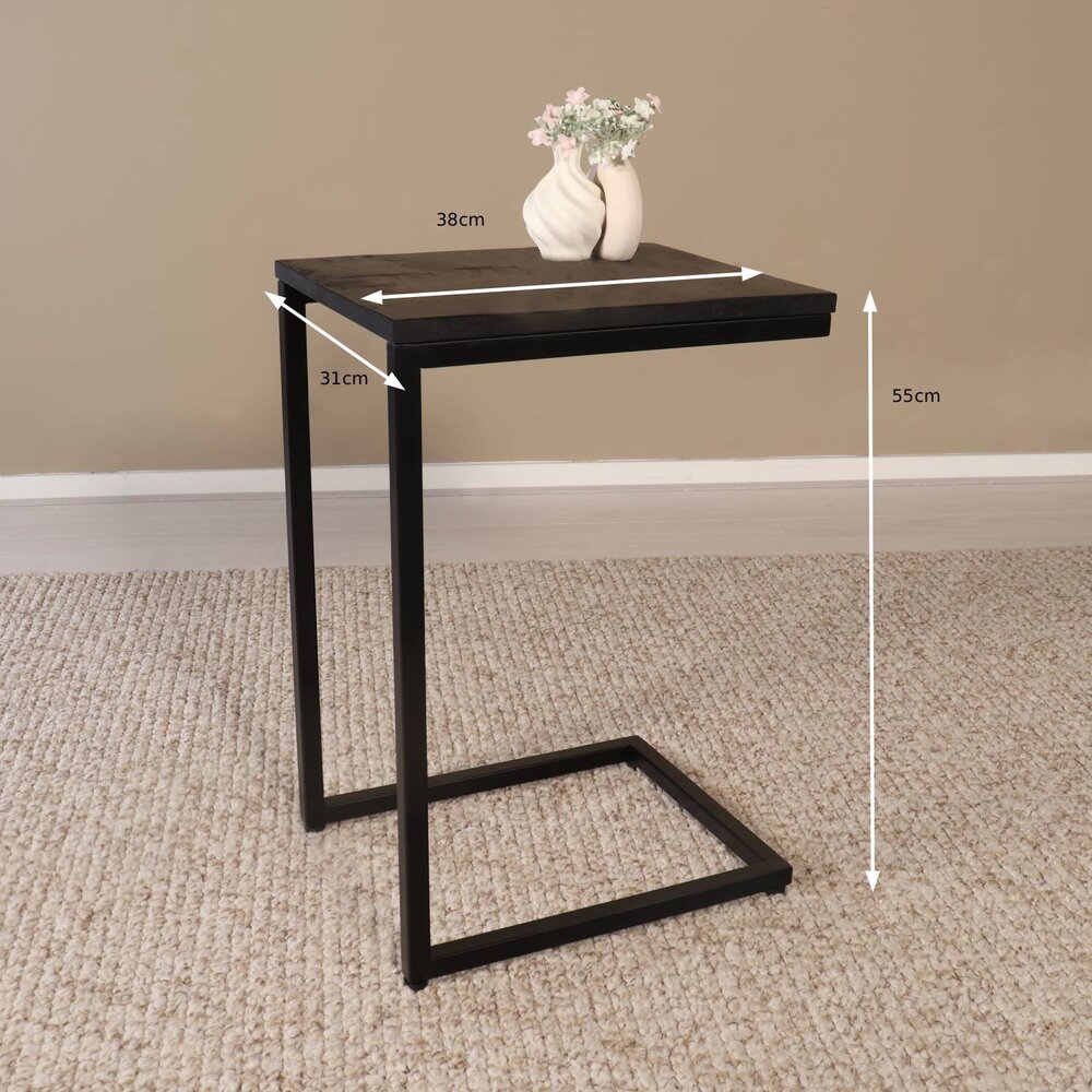 Bijzettafel Industrieel Jerry 55cm mangohout zwart Bijzettafel Industrieel Jerry 55cm mangohout zwart