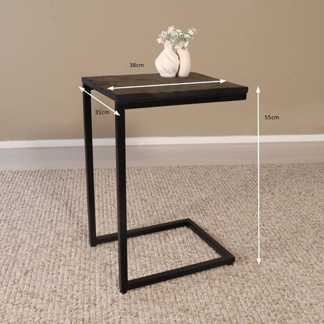 Lizzely Garden & Living Bijzettafel Industrieel Jerry 55cm mangohout zwart Lizzely Garden & Living Bijzettafel Industrieel Jerry 55cm mangohout zwart