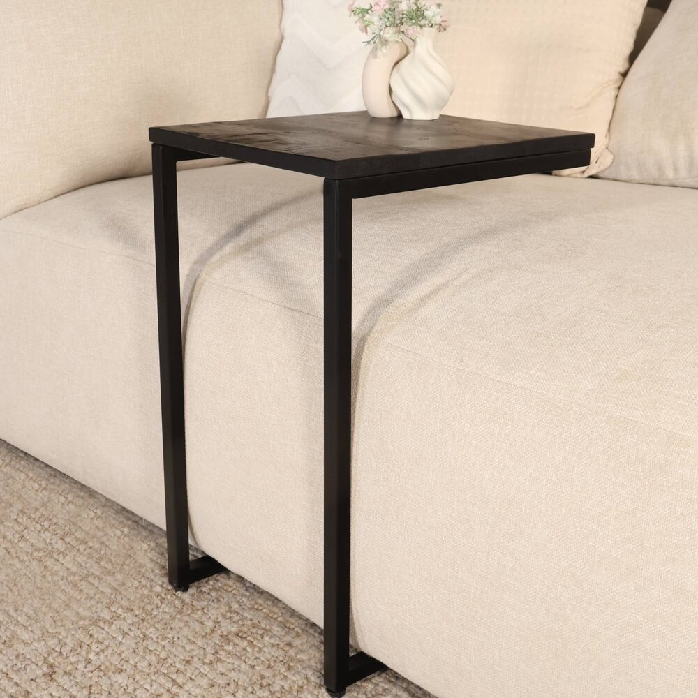 Bijzettafel Industrieel Jerry 55cm mangohout zwart Bijzettafel Industrieel Jerry 55cm mangohout zwart