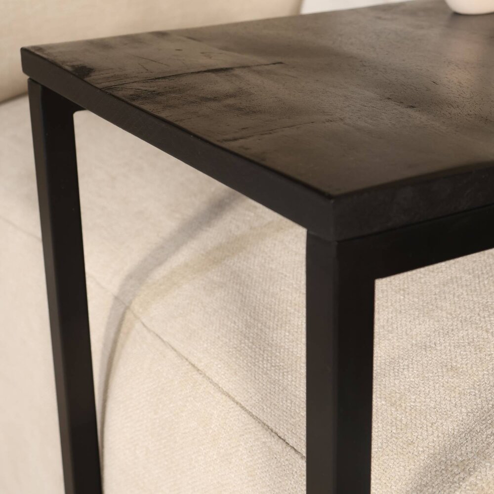 Bijzettafel Industrieel Jerry 55cm mangohout zwart Bijzettafel Industrieel Jerry 55cm mangohout zwart
