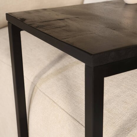 Lizzely Garden & Living Bijzettafel Industrieel Jerry 55cm mangohout zwart Lizzely Garden & Living Bijzettafel Industrieel Jerry 55cm mangohout zwart