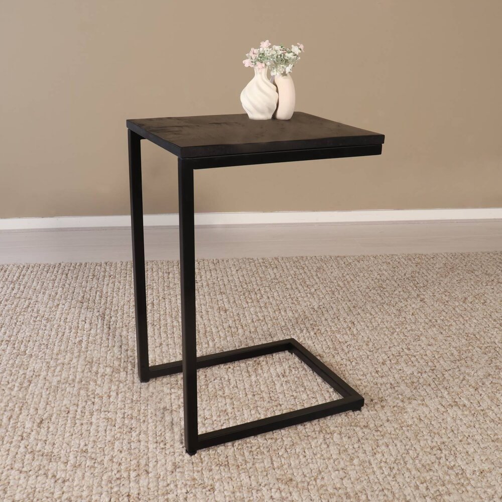 Bijzettafel Industrieel Jerry 55cm mangohout zwart Bijzettafel Industrieel Jerry 55cm mangohout zwart