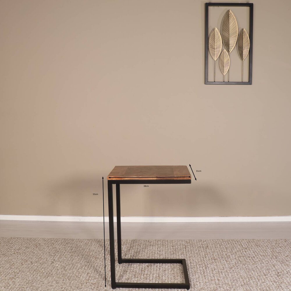 Bijzettafel Industrieel Jerry 55cm mangohout lichtbruin Bijzettafel Industrieel Jerry 55cm mangohout lichtbruin