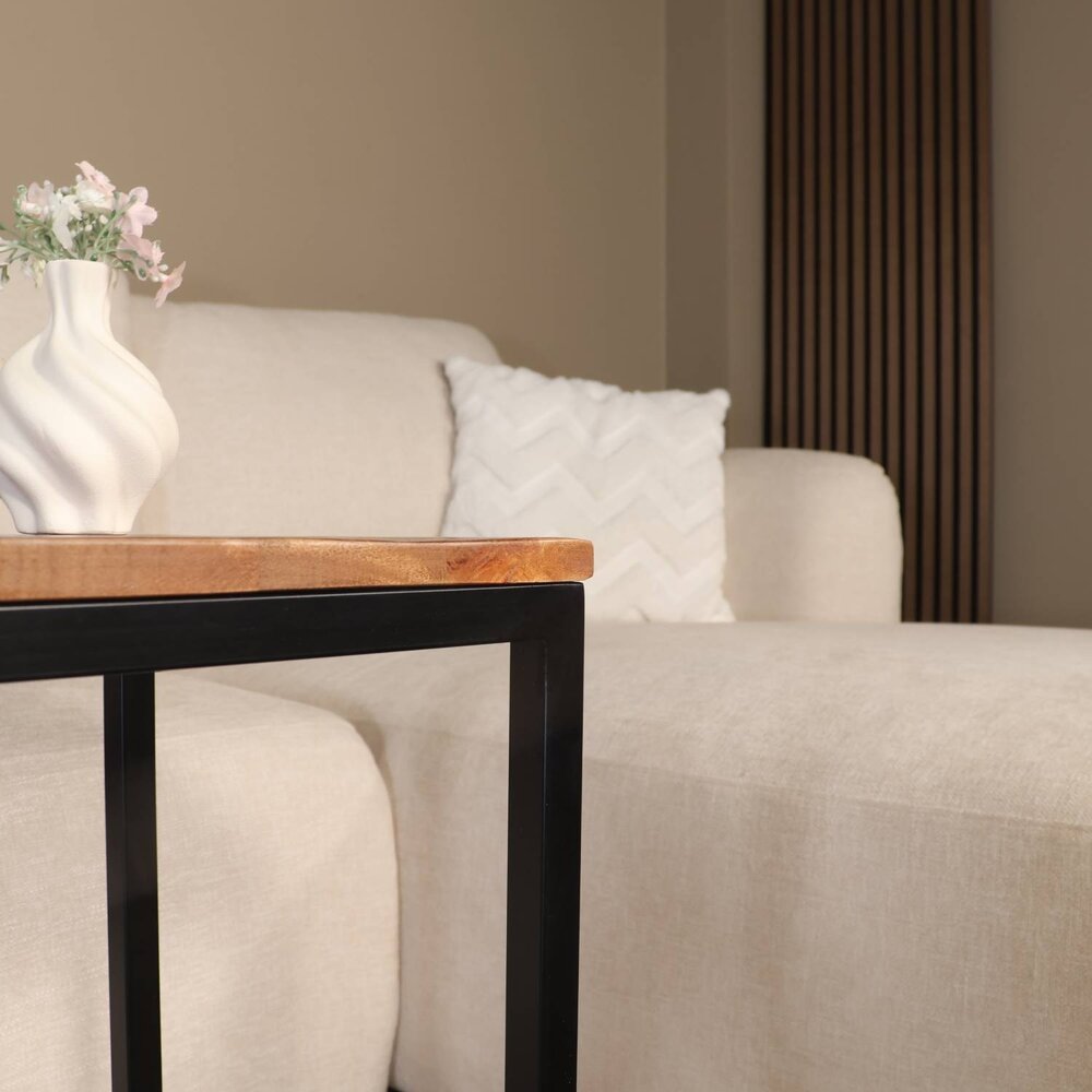 Bijzettafel Industrieel Jerry 55cm mangohout lichtbruin Bijzettafel Industrieel Jerry 55cm mangohout lichtbruin