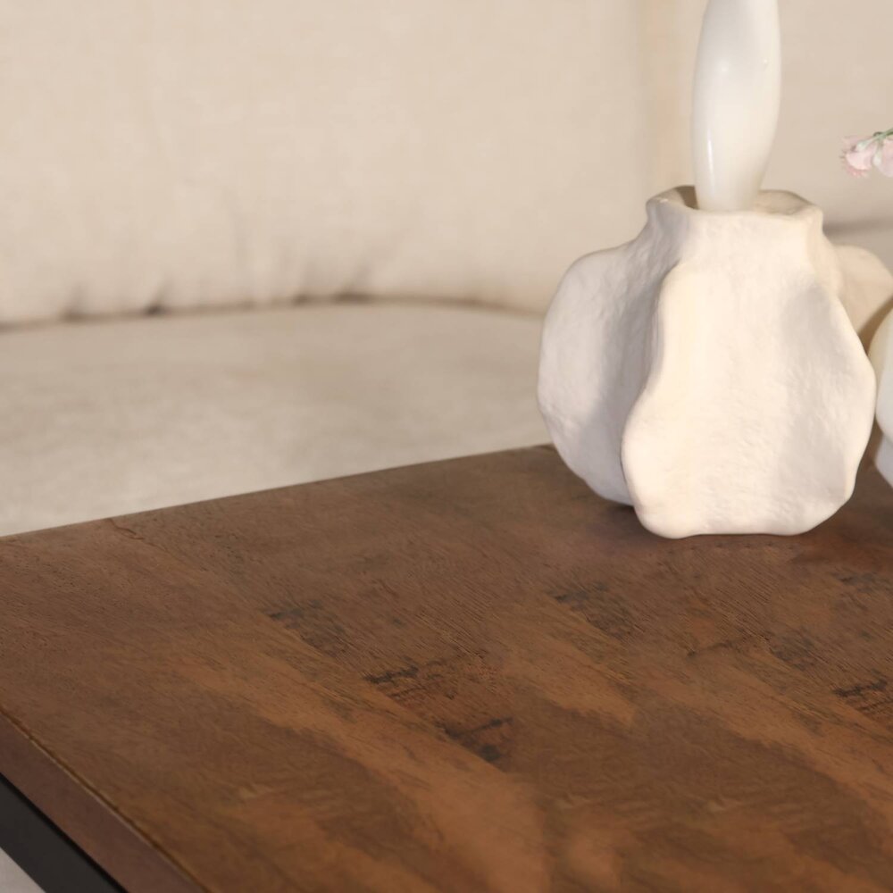 Bijzettafel Industrieel Jerry 55cm mangohout lichtbruin Bijzettafel Industrieel Jerry 55cm mangohout lichtbruin