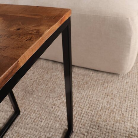 Lizzely Garden & Living Bijzettafel Industrieel Jerry 55cm mangohout lichtbruin Lizzely Garden & Living Bijzettafel Industrieel Jerry 55cm mangohout lichtbruin