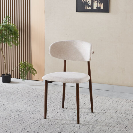 Lizzely Garden & Living Eetkamerstoel Reika walnoot beige japandi stijl eetstoel Lizzely Garden & Living Eetkamerstoel Reika walnoot beige japandi stijl eetstoel