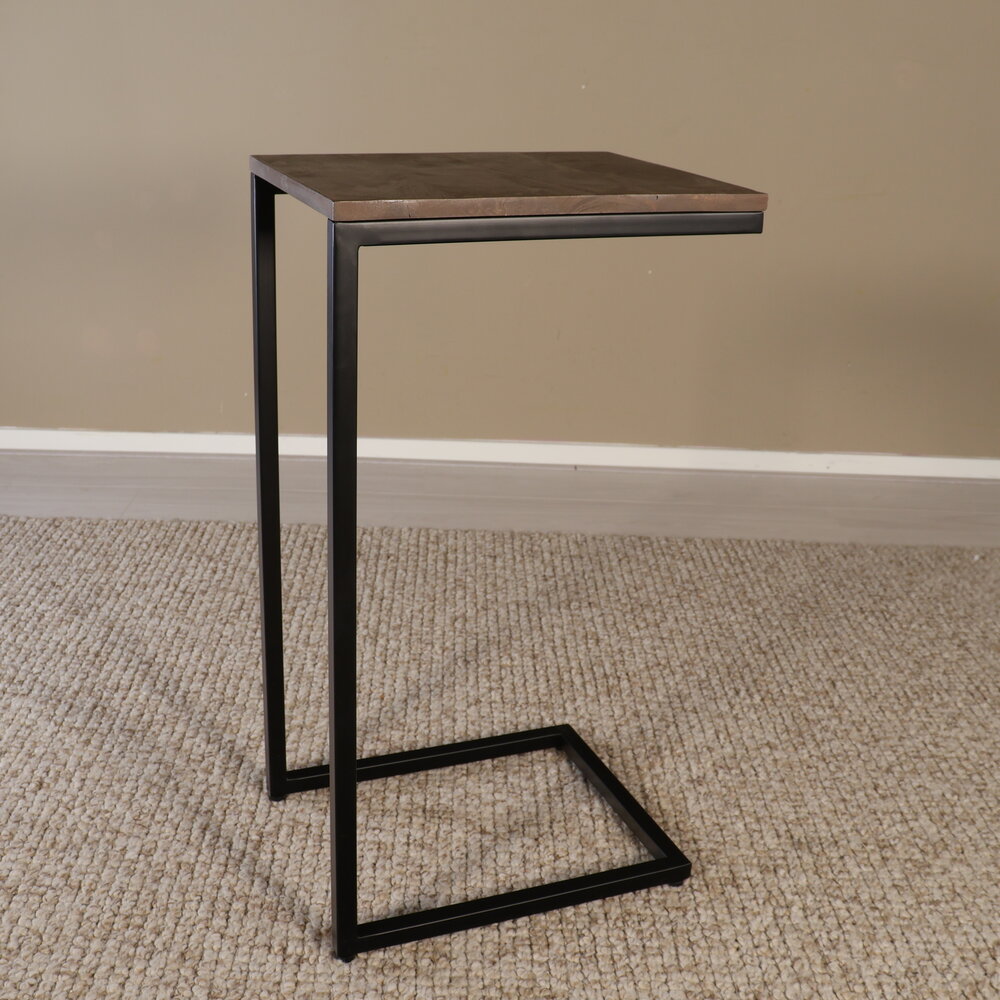 Bijzettafel industrieel Jerry 69cm walnoot mangohout Bijzettafel industrieel Jerry 69cm walnoot mangohout