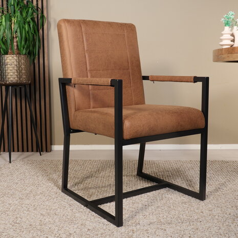 Lizzely Garden & Living Eetkamerstoel cognac microvezel Forest Lizzely Garden & Living Eetkamerstoel cognac microvezel Forest