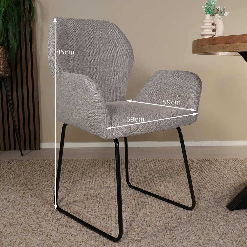 Eetkamerstoel Miley geweven stof lichtgrijs Eetkamerstoel Miley geweven stof lichtgrijs