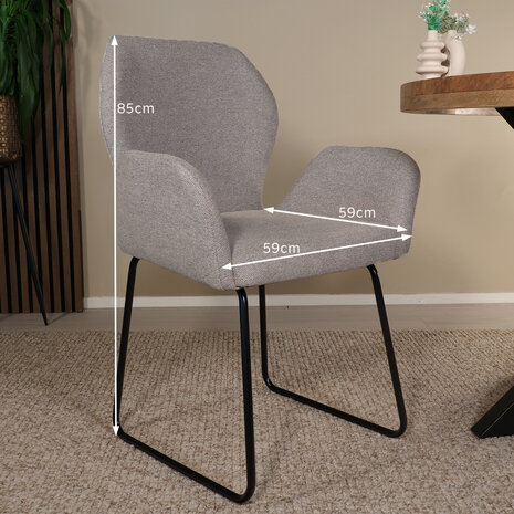 Lizzely Garden & Living Eetkamerstoel Miley geweven stof lichtgrijs Lizzely Garden & Living Eetkamerstoel Miley geweven stof lichtgrijs