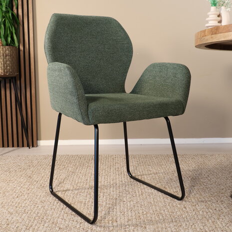 Lizzely Garden & Living Eetkamerstoel Miley geweven stof donkergroen Lizzely Garden & Living Eetkamerstoel Miley geweven stof donkergroen