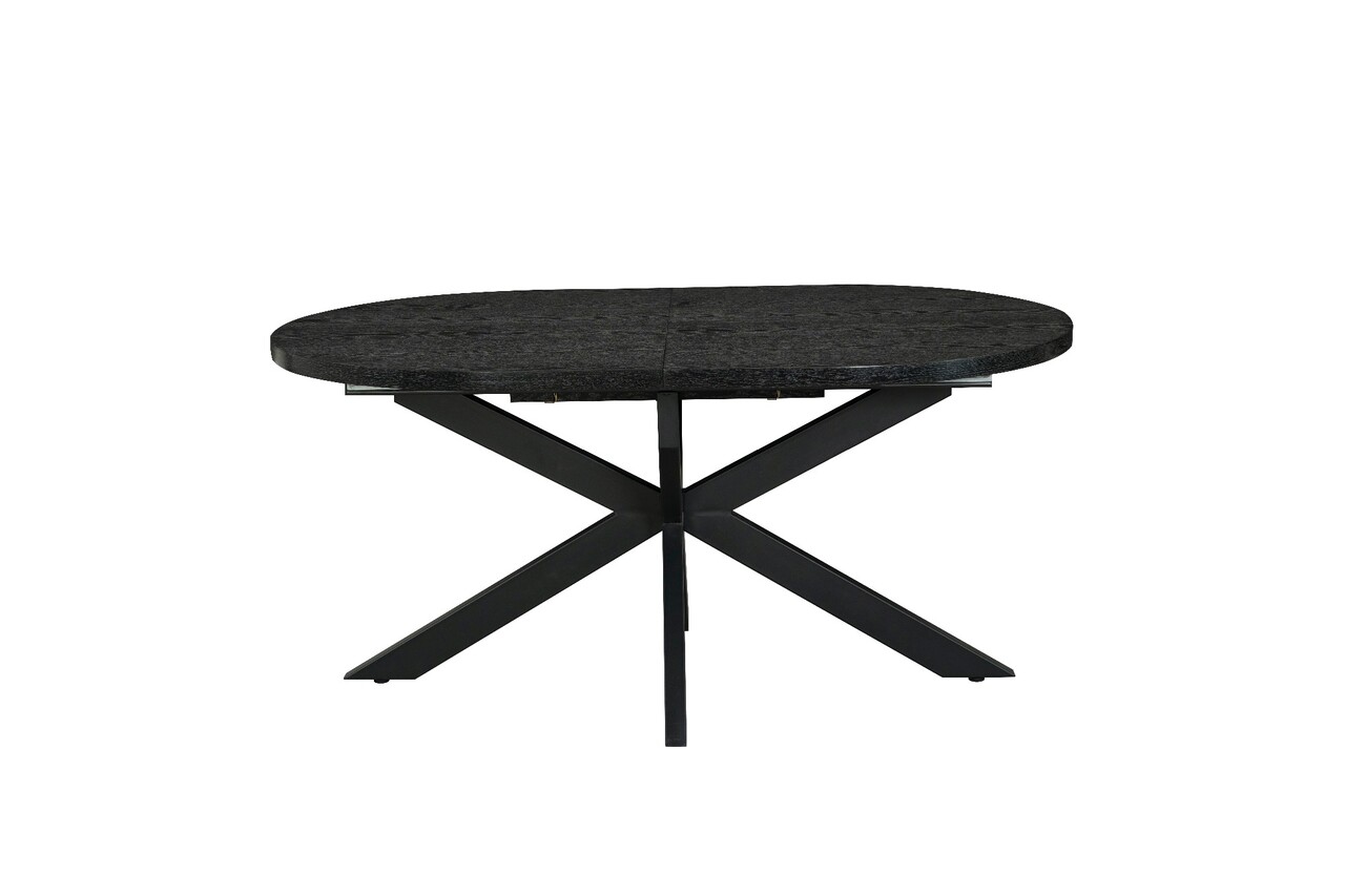 Uitschuifbare eettafel ovaal 160-220cm Liam zwart MDF eetkamer tafel