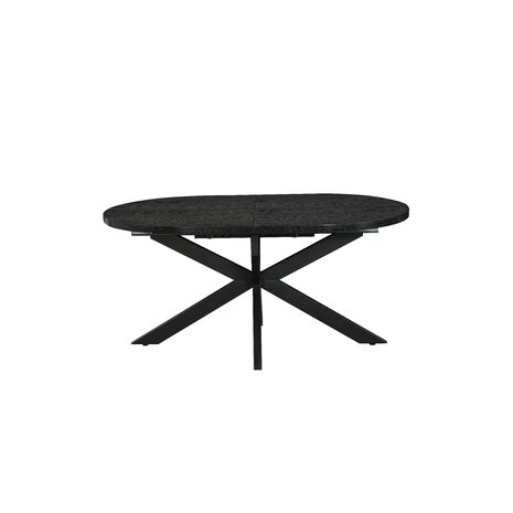 Lizzely Garden & Living Uitschuifbare eettafel ovaal 160-220cm Liam zwart MDF eetkamer tafel