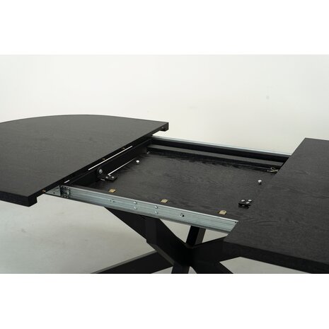 Lizzely Garden & Living Uitschuifbare eettafel ovaal 160-220cm Liam zwart MDF eetkamer tafel